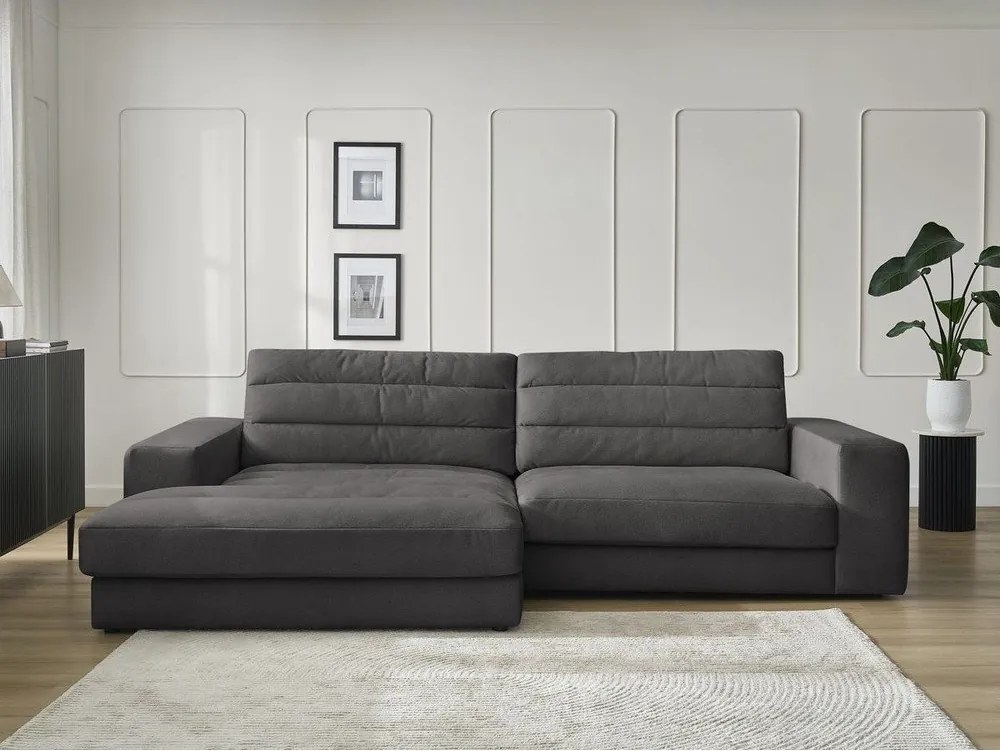 Антрацитен кадифен ъглов диван (ляв ъгъл) Sierra – Bobochic Paris