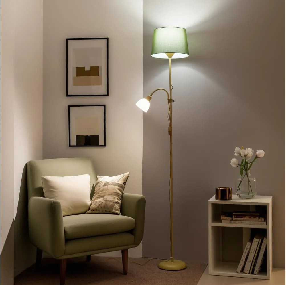 Brilagi - Подова лампа CERIA 2в1 1xE27/100W/230V + 1xE14/25W златиста/зелена