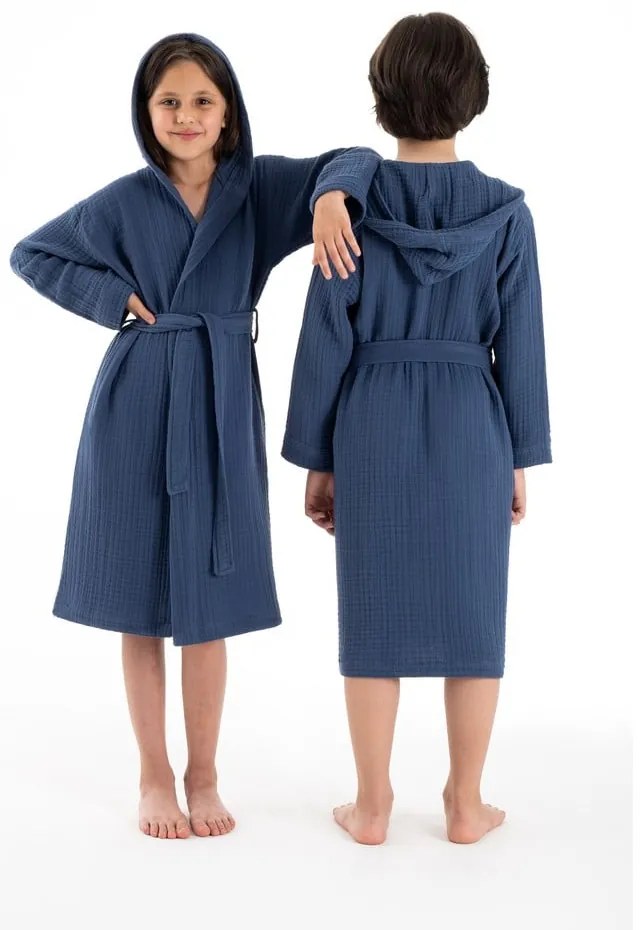 Тъмносиня муселинова детска хавлия размер 5-6 години Muslin – Foutastic