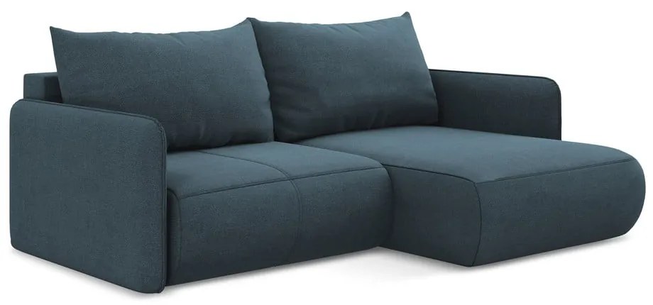 Син разтегателен ъглов диван с място за съхранение (десен ъгъл) Nanea – Makamii
