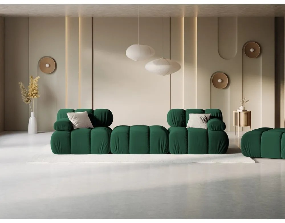 Зелен ъглов диван от кадифе Bellis - Micadoni Home
