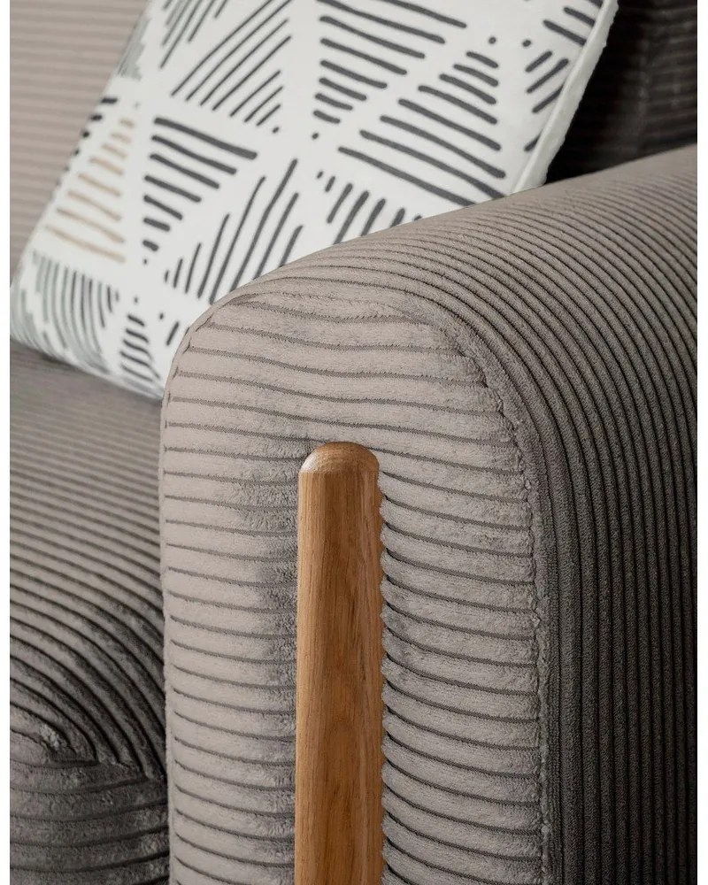 Светлокафяв сгъваем/с място за съхранение диван от рипсено кадифе 244 cm Arcadova – ELTAP