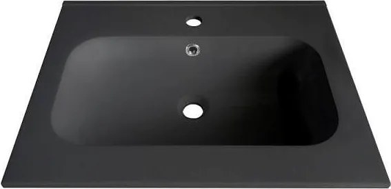 Мивка за баня ICC 6050 WOODEN BASIN, монтаж върху мебел, мрамор, черен мат, 61х14.3х46.3см