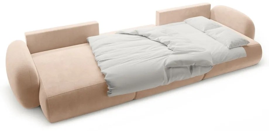 Бежов кадифен сгъваем/с място за съхранение ъглов диван (U форма) Tonale – Cosmopolitan Design