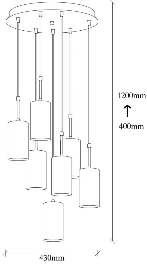 Висяща лампа за 7 крушки в златисто Kem Tube - Opviq lights