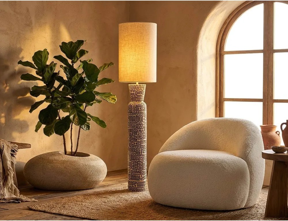 Черна/кремава подова лампа с текстилен абажур (височина 145 cm) Nairobi – Mauro Ferretti
