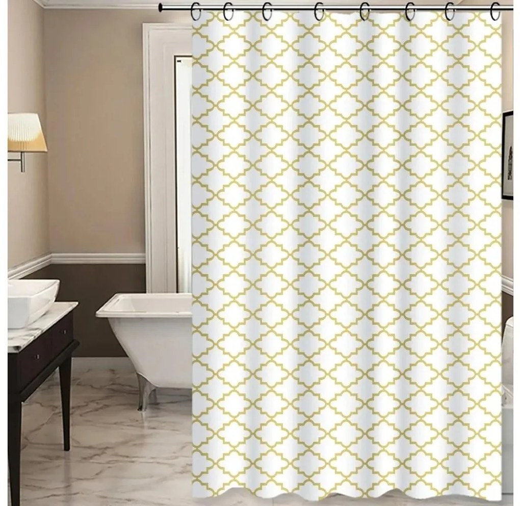 Завеса за душ TORO EASY 178x199 см бяла/жълта