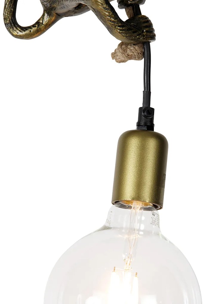 Класическа висяща лампа златиста с въже - Animal Monkey