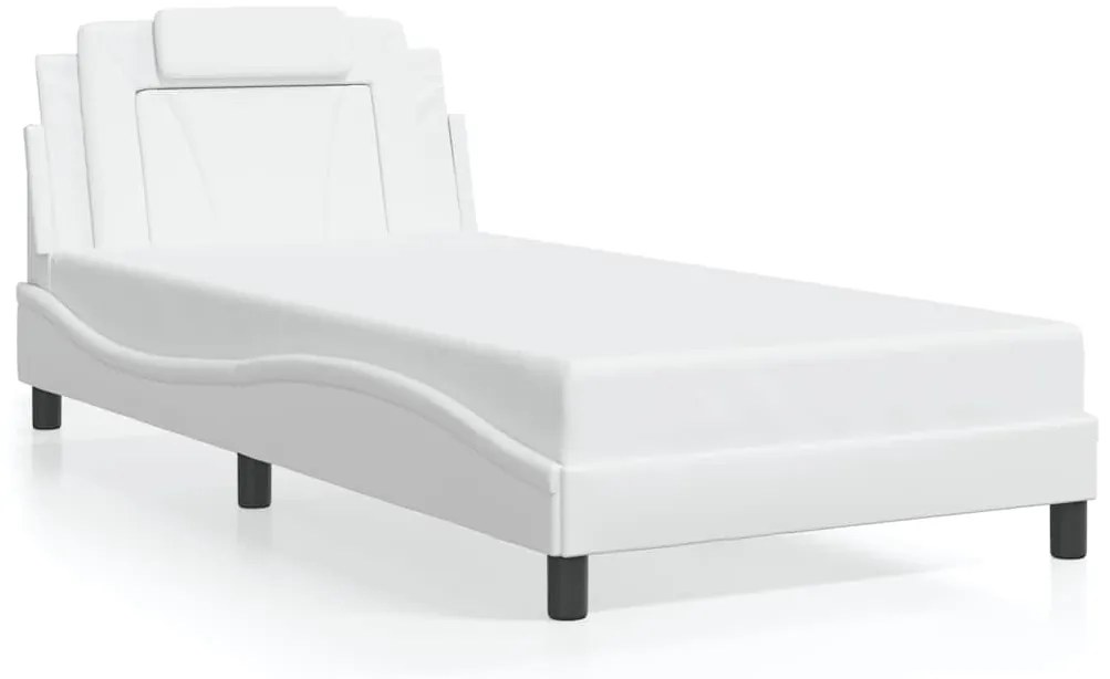 3208076 vidaXL Рамка за легло Viana без матрак, бяла, 100x200 см, изкуствена кожа