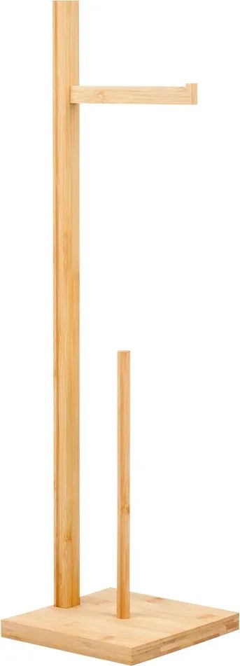 Бамбукова стойка за тоалетна хартия с място за резервни ролки, 70см