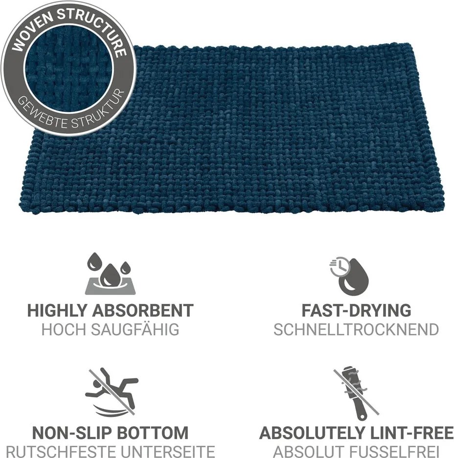 Тъмносин текстилен килим за баня 50x80 cm Covelo – Wenko