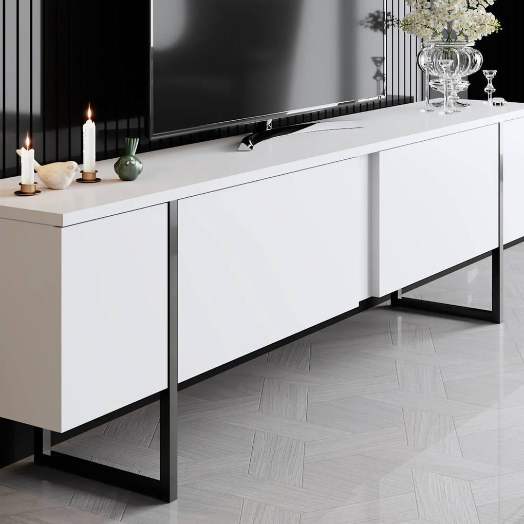 ТВ шкаф Luxe, цвят Бял Черен