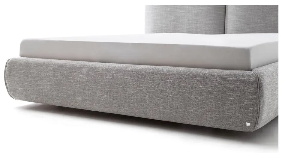 Сиво двойно легло 180x200 cm тапицирано с място за съхранение с включена подматрачна рамка Atesio – Meise Möbel