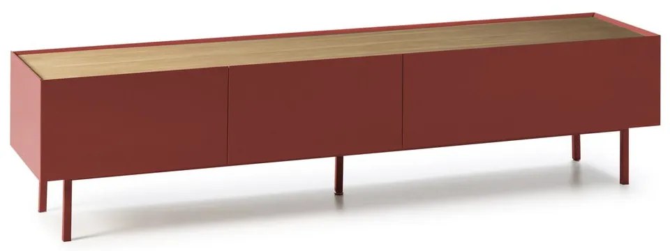 Червена маса за телевизор от декор от дъб 180x45 cm Arista – Teulat