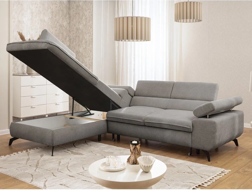 Светлосив шенилов ъглов диван (ляв ъгъл L форма) Marbeya – Ropez