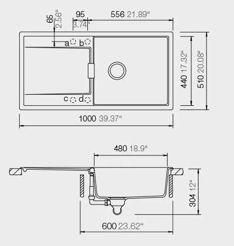 Мивка Schock Mono Cristadur 15100-Leuko