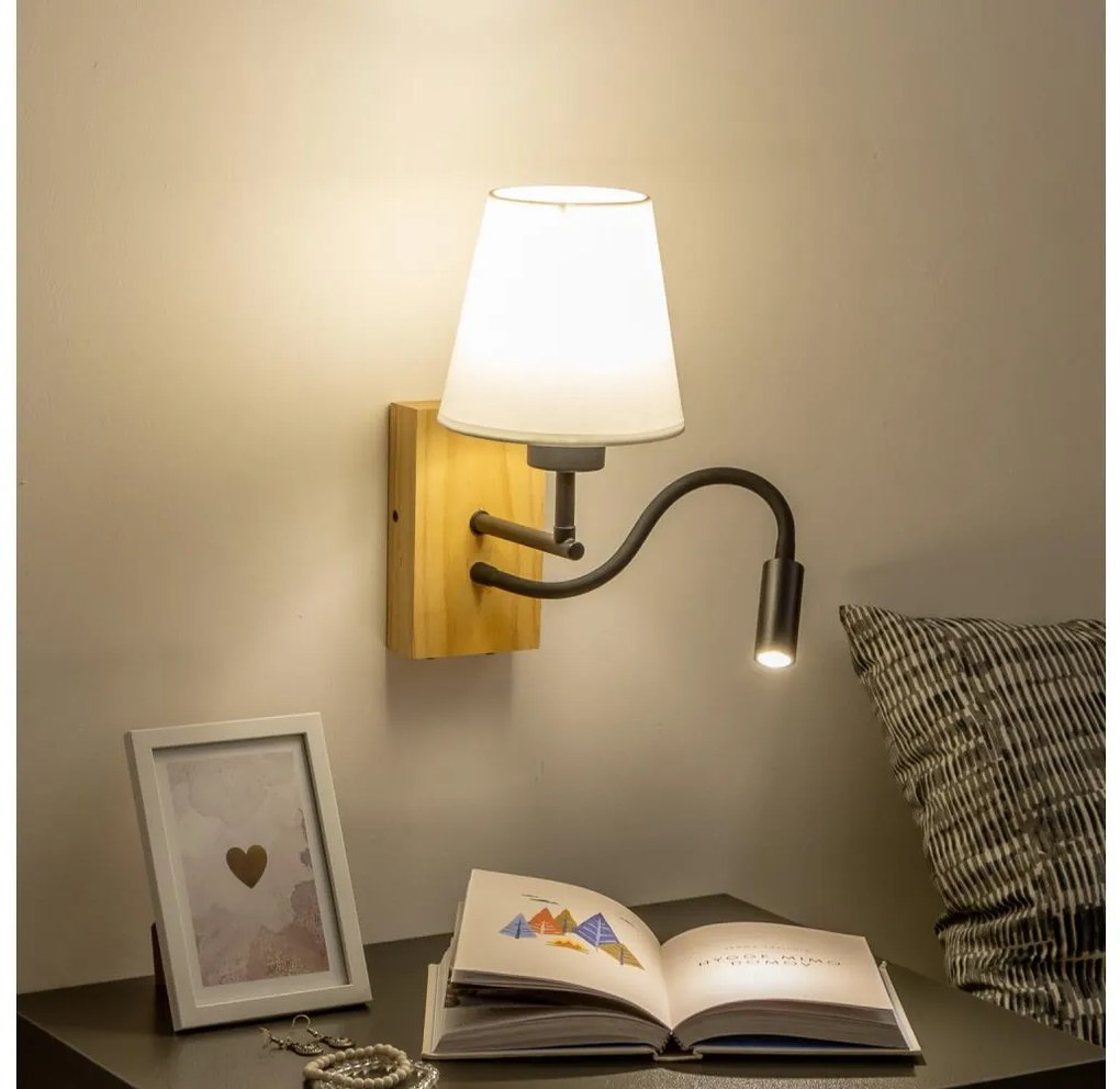 Brilagi - LED Аплик NUBILA WOOD 1xE27/25W/230V + LED/3W дъб/кремав