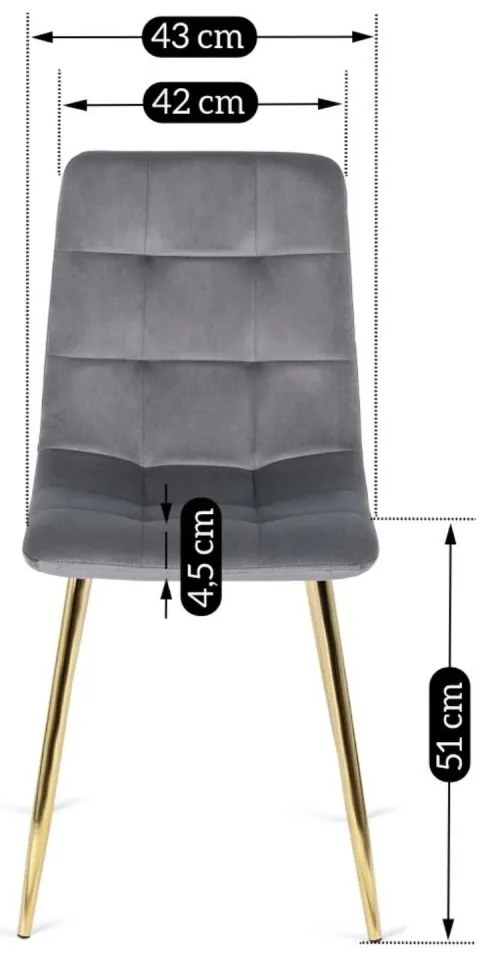 Тапициран кадифен стол YORK със златни крака - различни цветови покрития розова