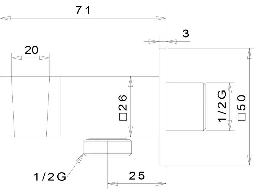 Месингова част за свързване към душ в лъскаво сребристо – Sapho