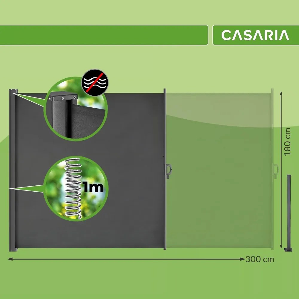 Разтегателна странична тента за тераси и балкони 180 x 300 см