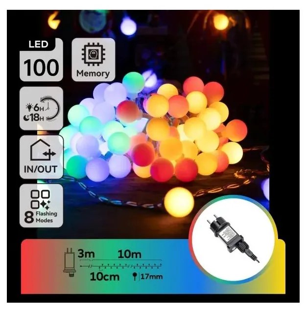 Aigostar - LED RGBY външна декоративна гирлянда 100xLED/3,6W/230V/8 режима 10m IP44