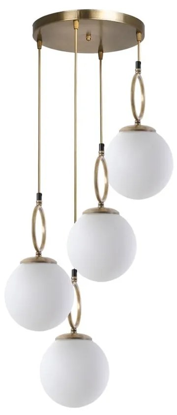 Бяло и златисто висящо осветително тяло със стъклен абажур ø 30 cm Morino – Opviq lights