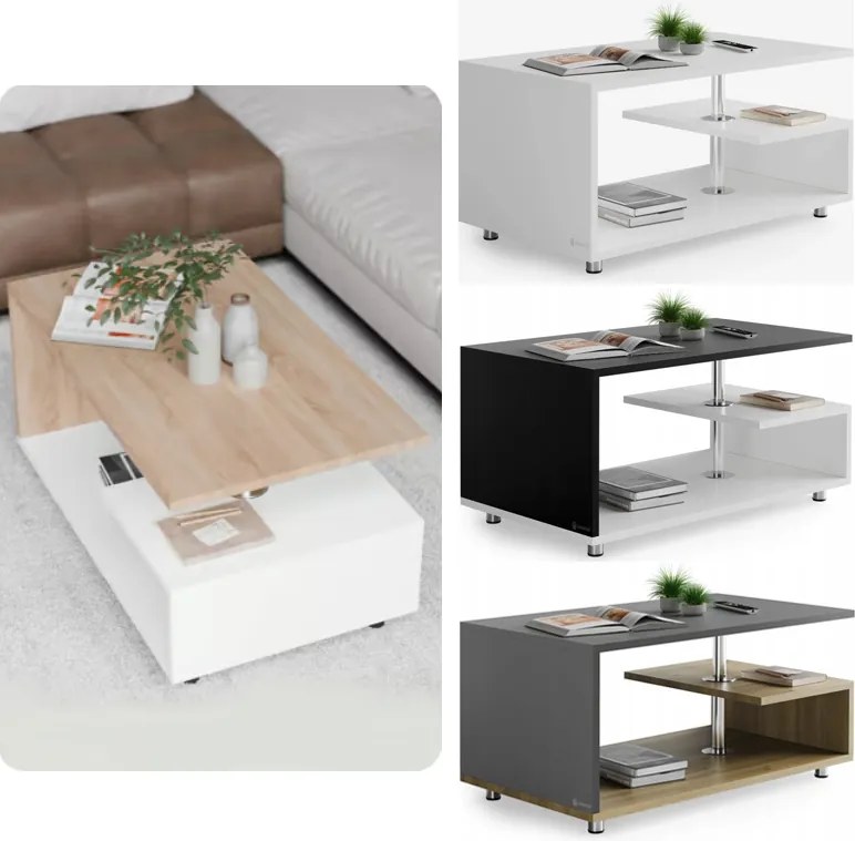 Модерна масичка за кафе Orlando с долен рафт - 95×55×50 cm Сив