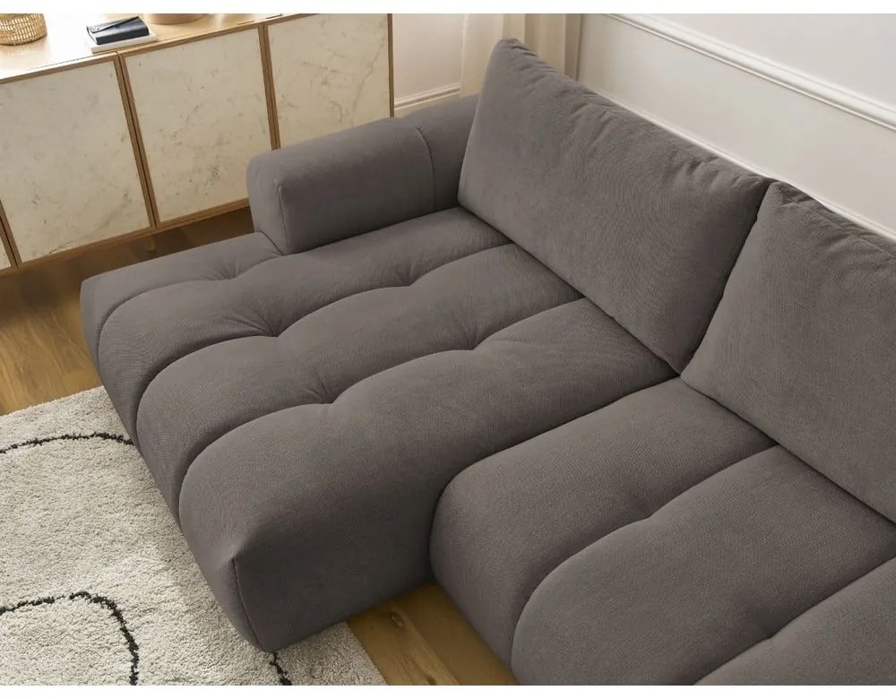 Кафяво-сив сгъваем/с място за съхранение ъглов диван (ляв ъгъл) Fuji – Bobochic Paris