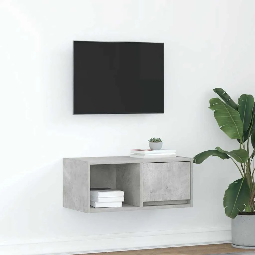 861442 vidaXL ТВ шкаф Бетон сив 60x31x25,5 cm Инженерна дървесина