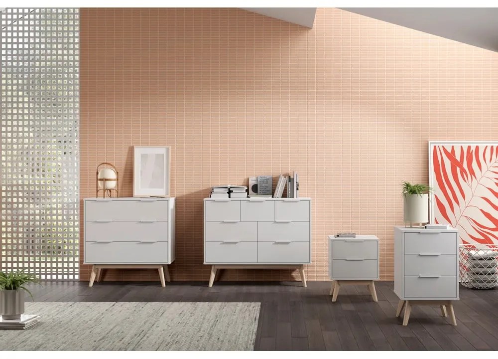 Бял нисък скрин с чекмеджета 80x83 cm Campus - Marckeric