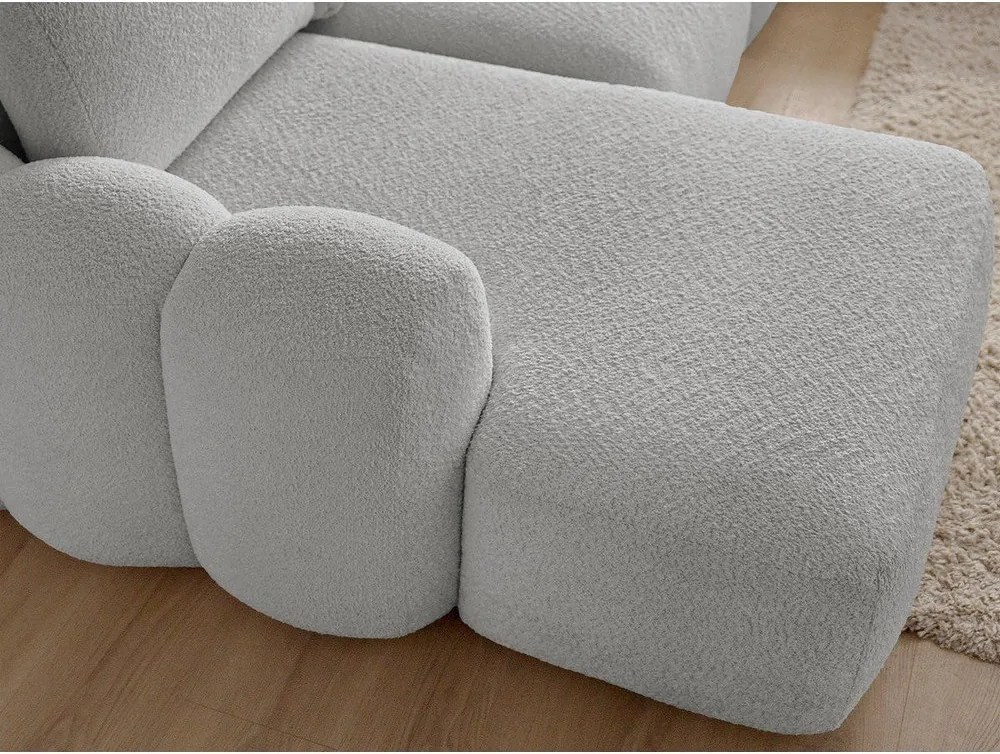 Светлосив сгъваем/с място за съхранение ъглов диван от прежда с примки от букле (ляв ъгъл) Montaigne – Bobochic Paris