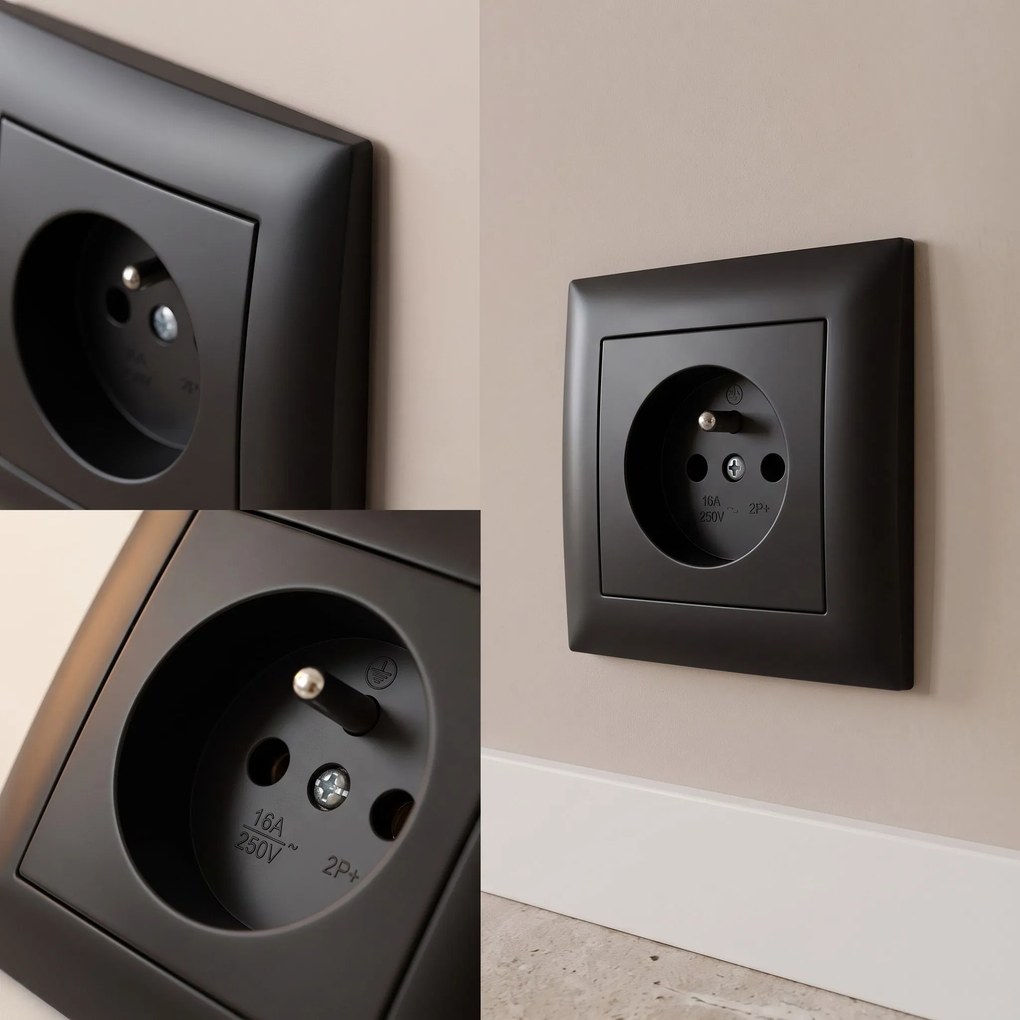 Единичен контакт със заземяване OSTE JNH001-G Black