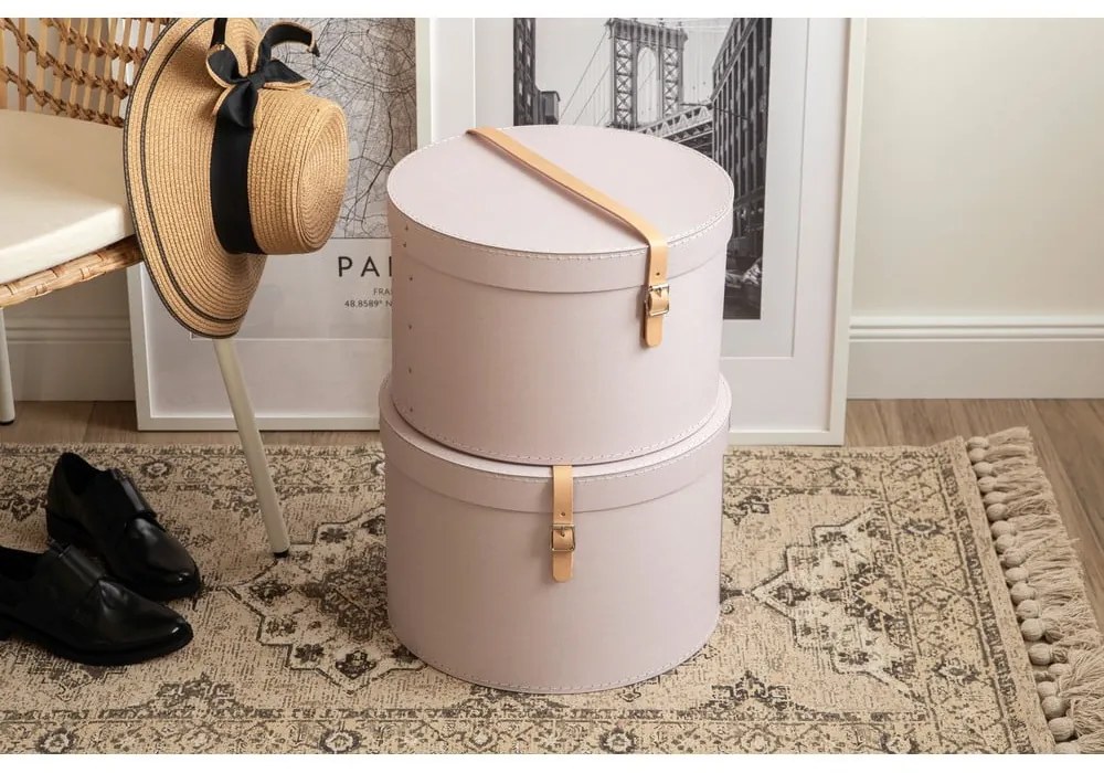 Светлорозови картонени кутии за съхранение в комплект 2 бр. с капаци ø 37,5x25 cm Rut Restore Paper Laminate – Bigso