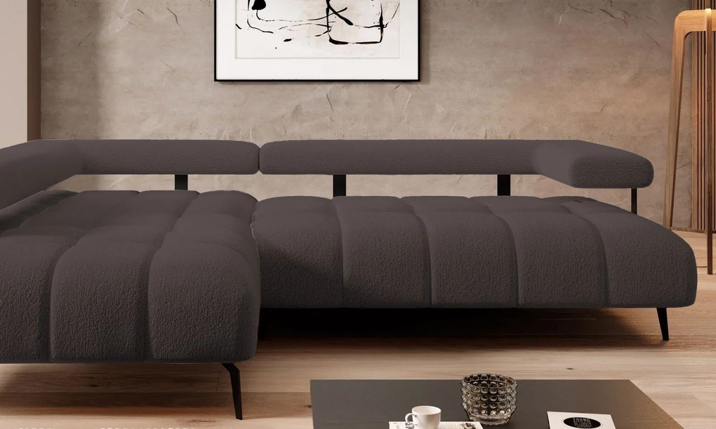 Ъглов диван Магнито-кафяв-десен