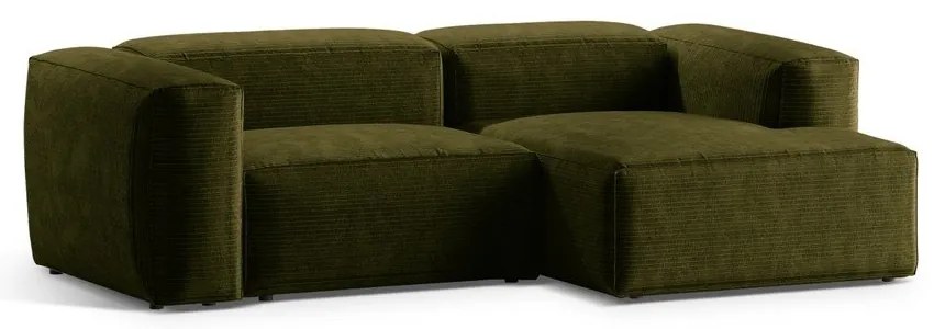 Зелен ъглов диван от рипсено кадифе (десен ъгъл) Bergamo – Cosmopolitan Design
