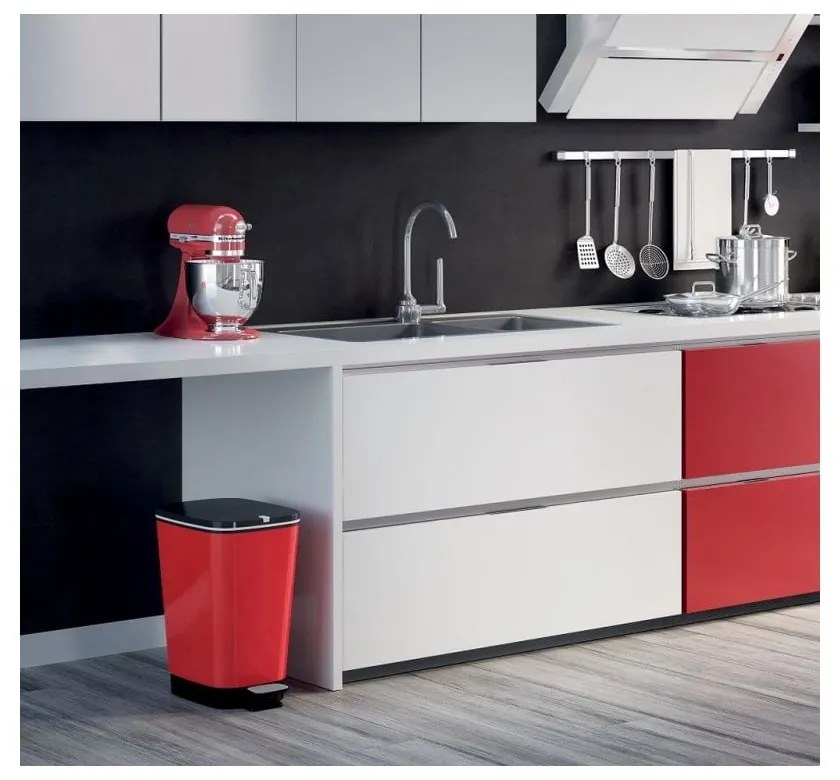 Червено пластмасово кошче за боклук с педал 45 l Chic Bin – KIS