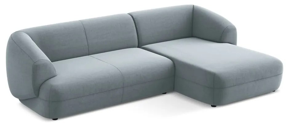 Светлосин кадифен ъглов диван (десен ъгъл) Moana – Makamii
