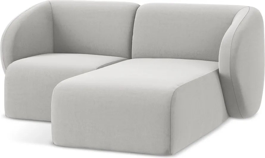 Светлосив кадифен ъглов диван (десен ъгъл) Lani – Makamii