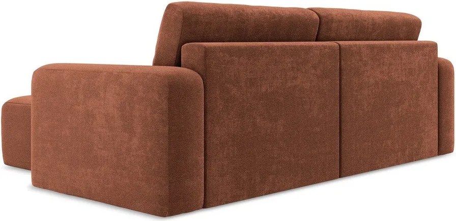 Теракотен шенилов сгъваем/с място за съхранение ъглов диван (десен ъгъл) Kona – Makamii