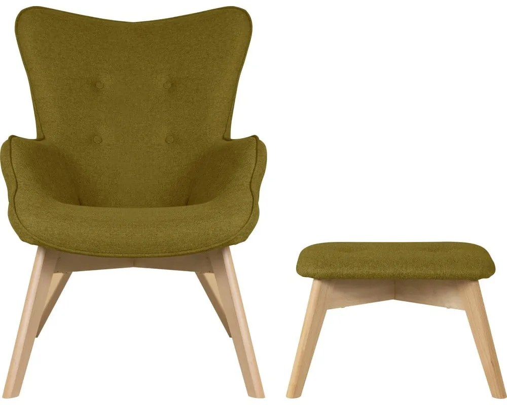 Зелен фотьойл с табуретка Niko – Ropez