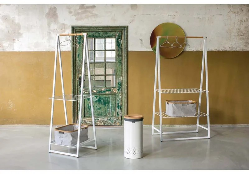 Кош за пране Brabantia 90300239, 35 л, Корков капак, Пълнене без отваряне, Вентилационни отвори, Бял
