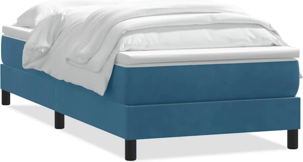 3315949 vidaXL Боксспринг легло с матрак, тъмносиньо, 80x220 cm, кадифе