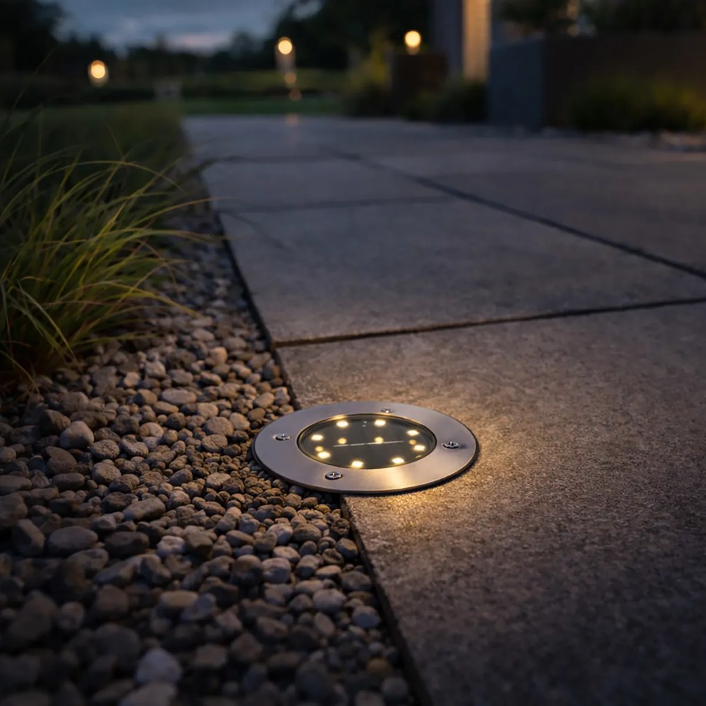 Комплект от 6 стоманени наземни прожектори с LED IP65 соларни - Terry