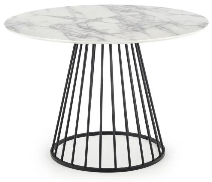 Трапезна маса SEREIN декор бял мрамор/черна