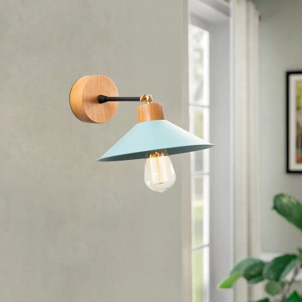 Стенна лампа в тюркоазен и естествен цвят ø 24 cm Manavgat – Opviq lights