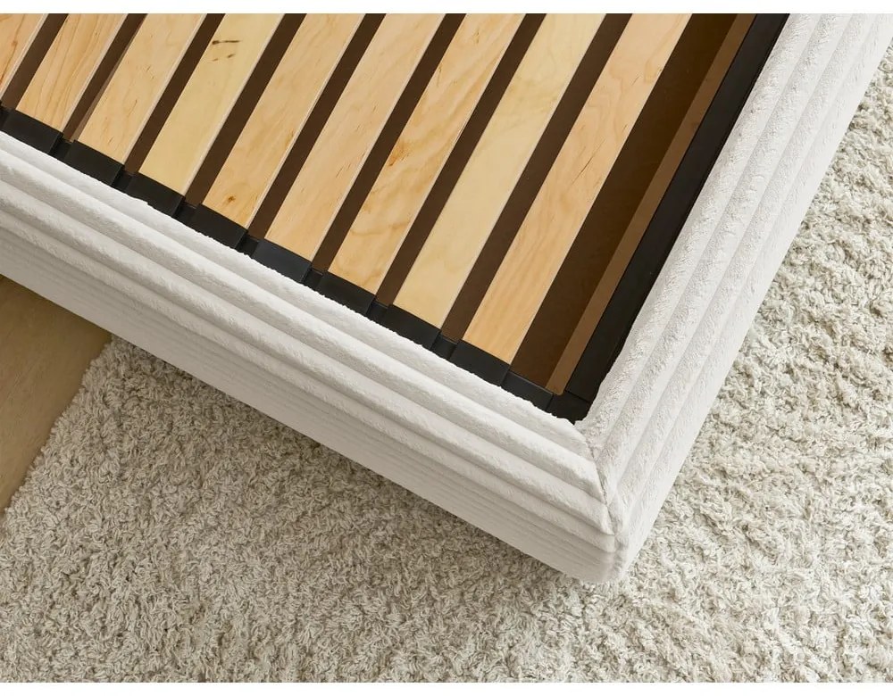 Бежово двойно легло 180x200 cm тапицирано с място за съхранение с включена подматрачна рамка Jade – Bobochic Paris