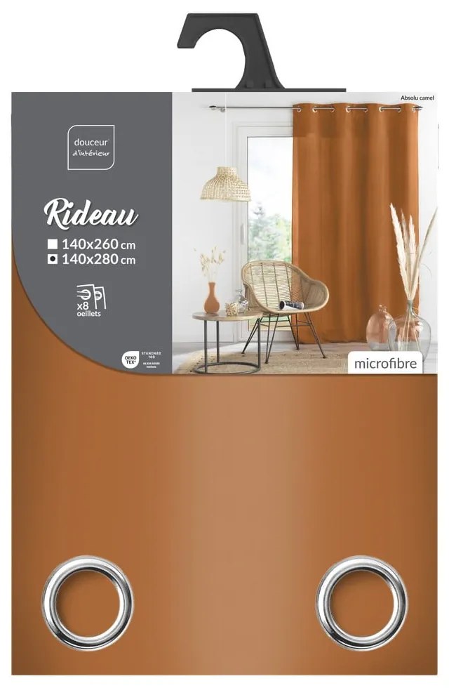 Кафяво перде от микрофибър 140x280 cm Absolu – douceur d'intérieur