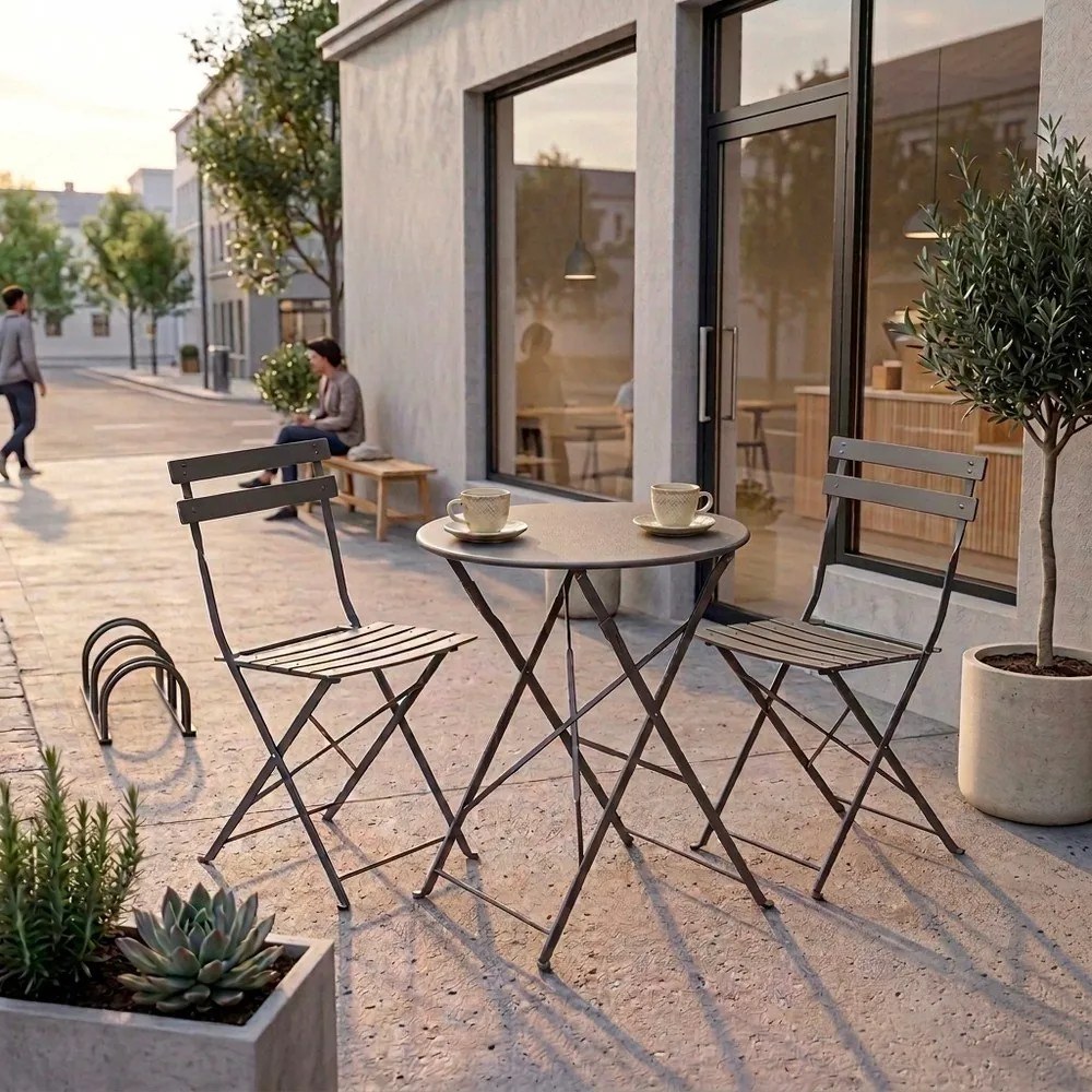 Антрацитен стоманен градински комплект за хранене за 2 Austin – Bizzotto