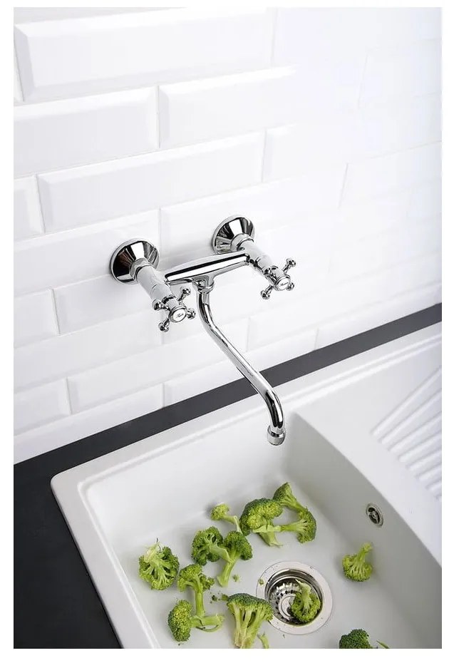 Розова стенна батерия за мивка (1 изход) Antea – Sapho