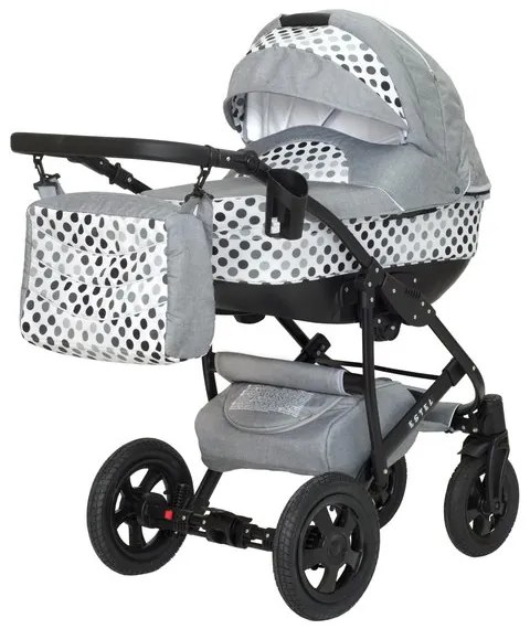 Комбинирана бебешка количка Estel 3в1 DIZAIN BABY - сиви точки